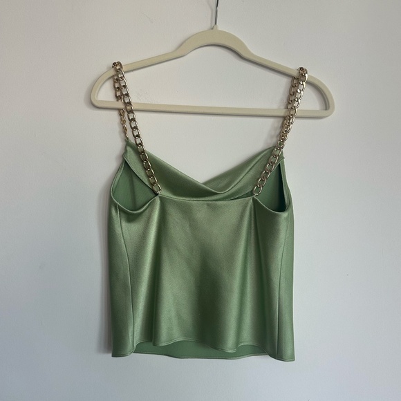 Alice + Olivia Cowl Neck Tank with Chains in Seafoam - Picture 2 of 11
